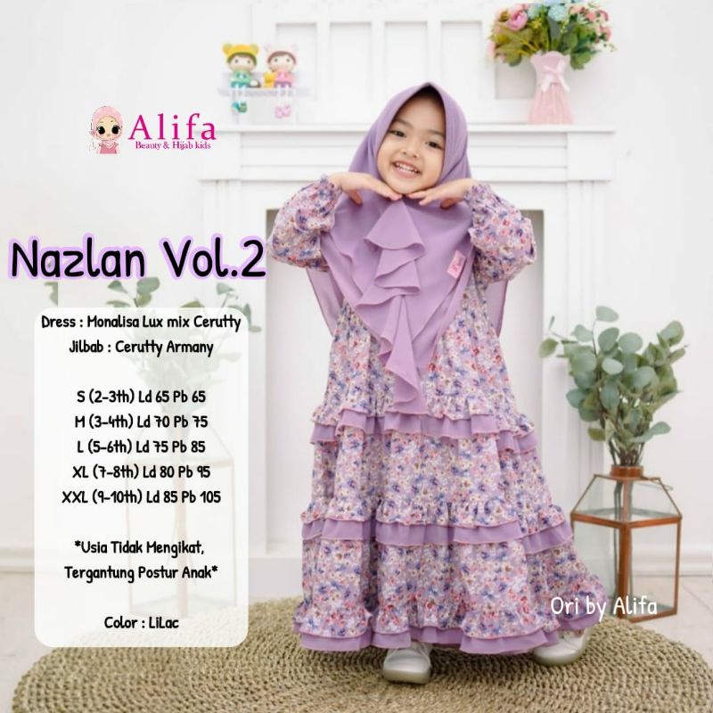 Nazlan gamis syari kids set jilbab by Alifa