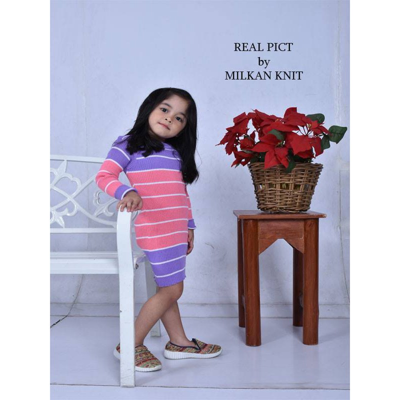 Promo Dress Anak Perempuan Rajut Tebal Adila Comby