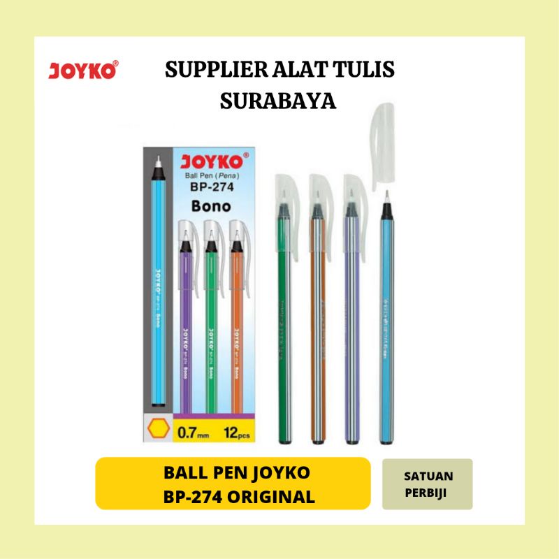 

PULPEN / BOLPOIN / BALLPOINT PENA JOYKO BP-274 BONO HITAM 0.7mm ORIGINAL 100% TERMURAH TERLARIS