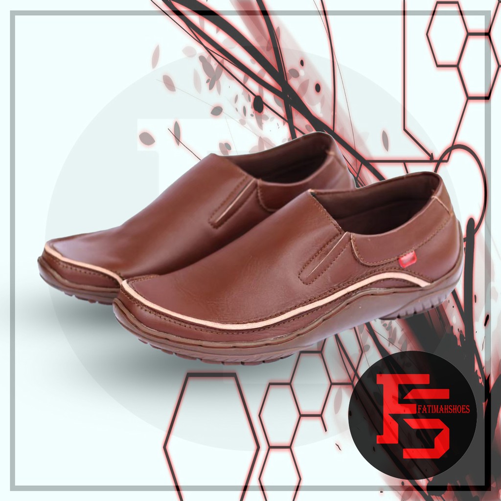 FATIMAHSHOES - Sepatu Kulit Pria Sepatu Formal Sepatu Kerja Sepatu Kasual Sepatu Pesta Sepatu Slip On Pria Hitam.