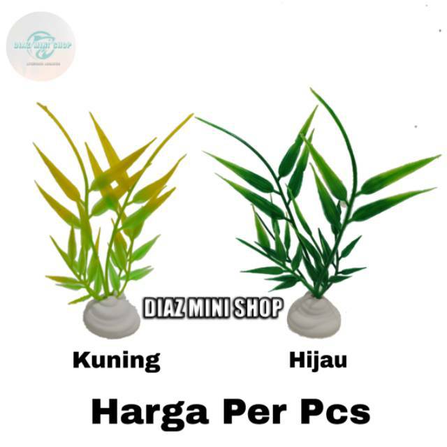Tanaman plastik hiasan aquarium aquascape daun bambu