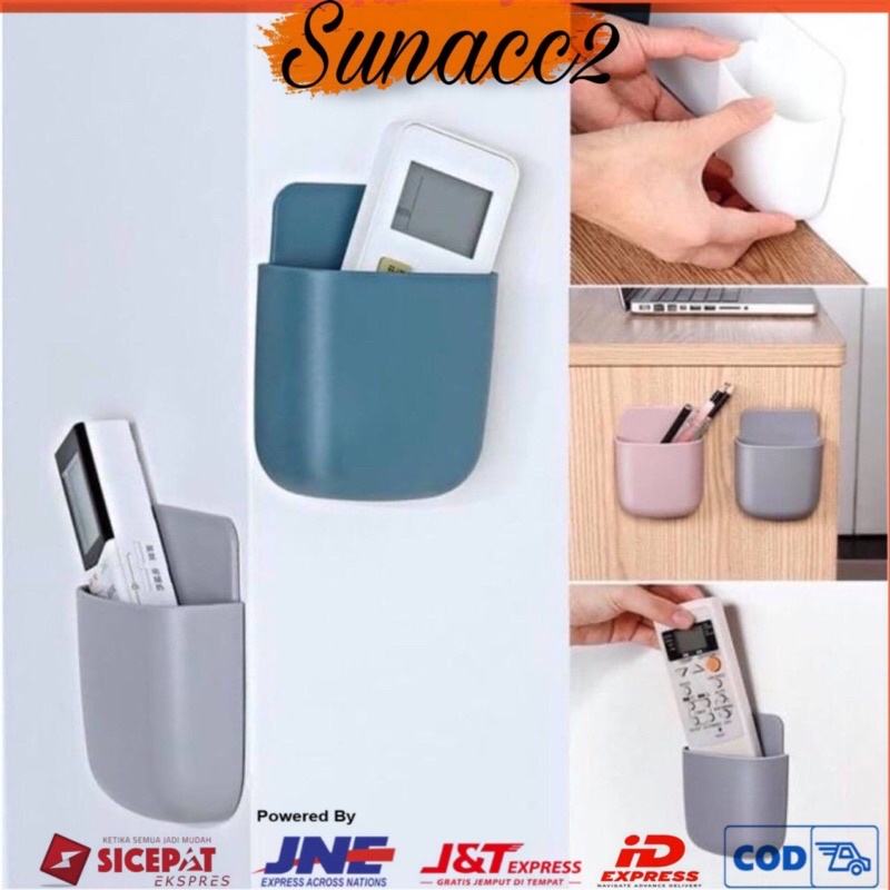 (SUN) Holder Dinding Model Tas Keranjang Serbaguna Hp Remote ATK