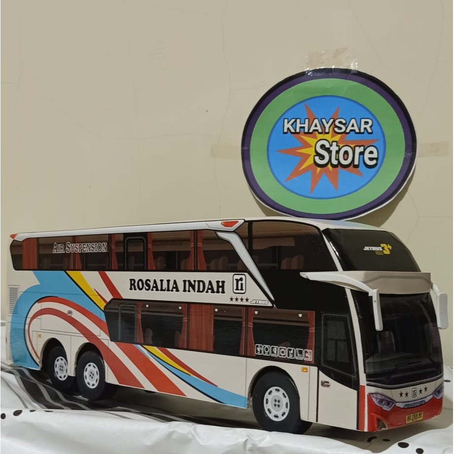 miniatur bus bis mainan bus bis double deker Rosalia indah