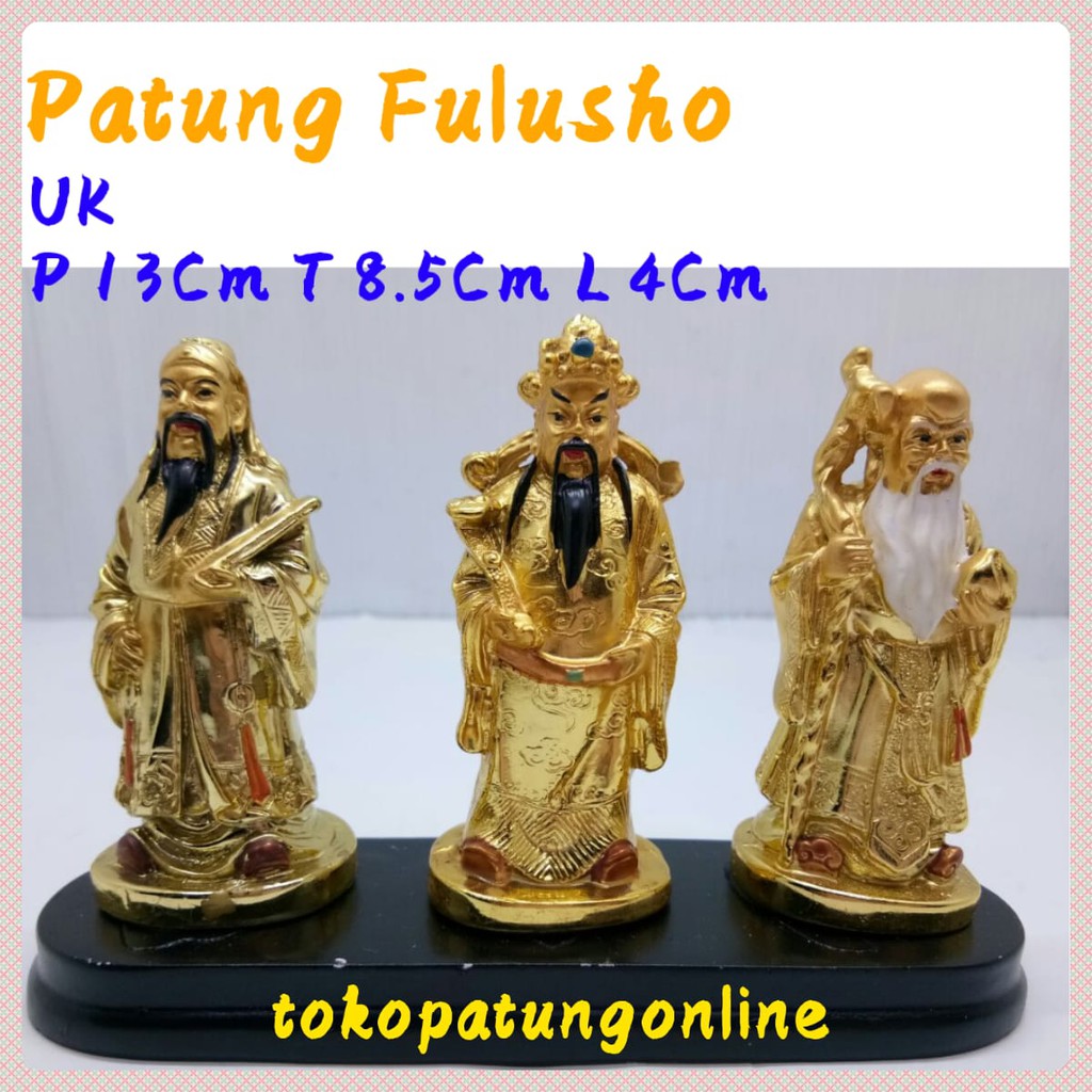 Patung Fulushou Fuluso 4in Fiber Emas