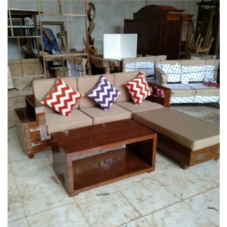 kursi tamu L minimalis jati jepara