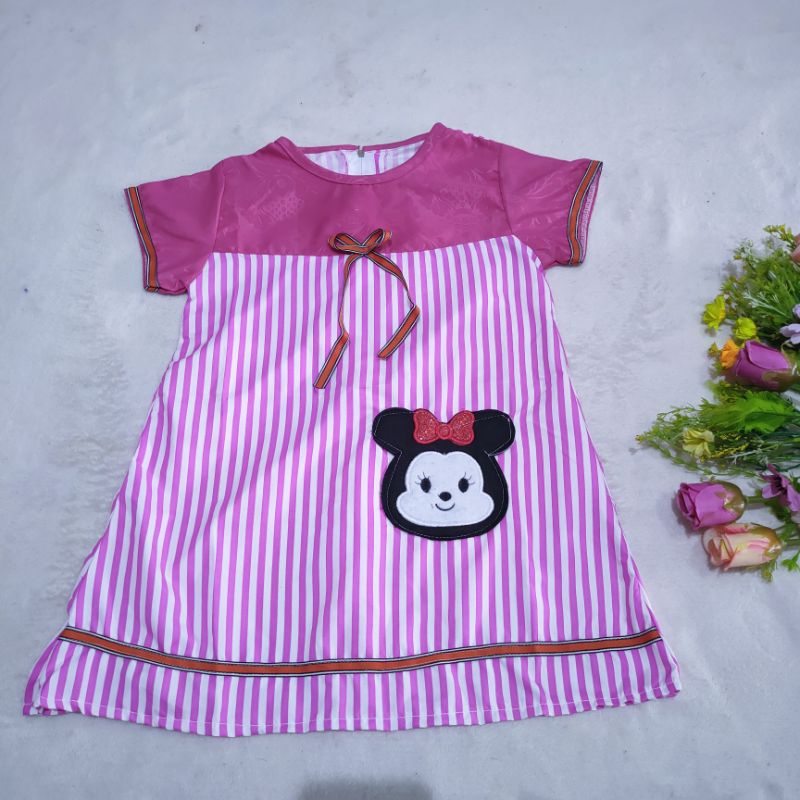 Dress Anak 2 3 Tahun cewek perempuan baju anak terbaru viral Fatonah Shop Strip Mouse