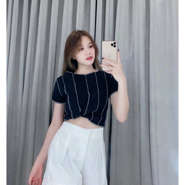 Knit garis top | Korea knit crop top 1711