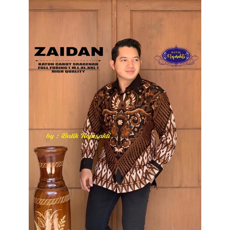 BATIK PRIA ZAIDAN KATUN CABUT HALUS SRAGENAN SIZE M-XXL ASLI SOLO