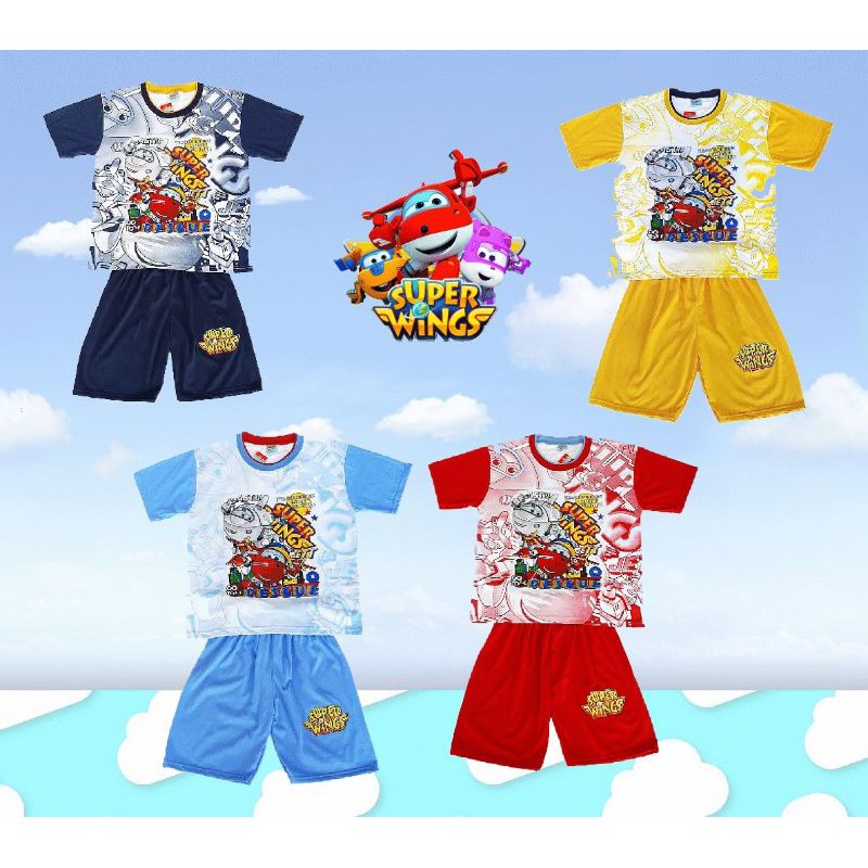 baju rumah anak setelan SUPER WINGS big size