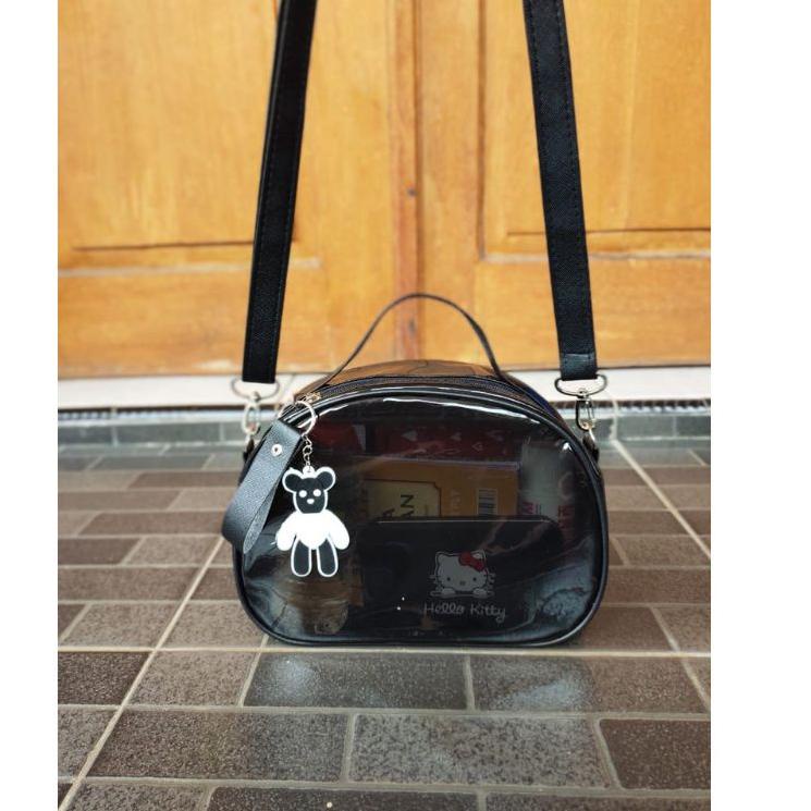 Harga TERMURAAH.. TERBARU Tas Selempang Transparan  Kosmetik / Tas mika pvc anisa
