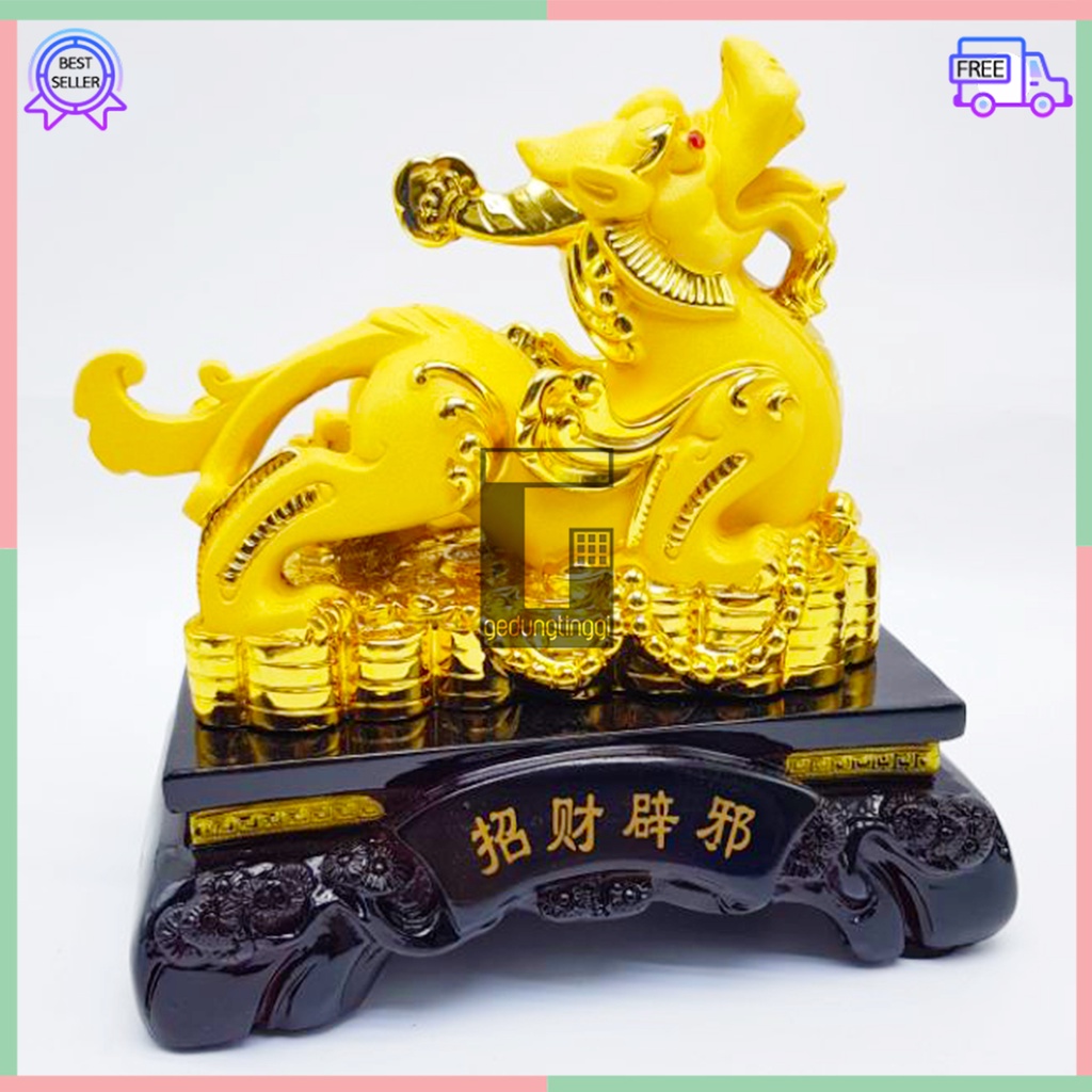 Hiasan Pajangan Patung Hadiah Kado Imlek Singa Langit Sky Kembar Samsi Batu Chi Qi Lin Cillin Chilin Cilin Kilin Qillin Hoki Lucky Luck Fengshui Penjaga Rumah Pembawa Rejeki 1 Pasang Sepasang Set Ukuran Size Small Kecil Medium Sedang Besar Buddha Budha