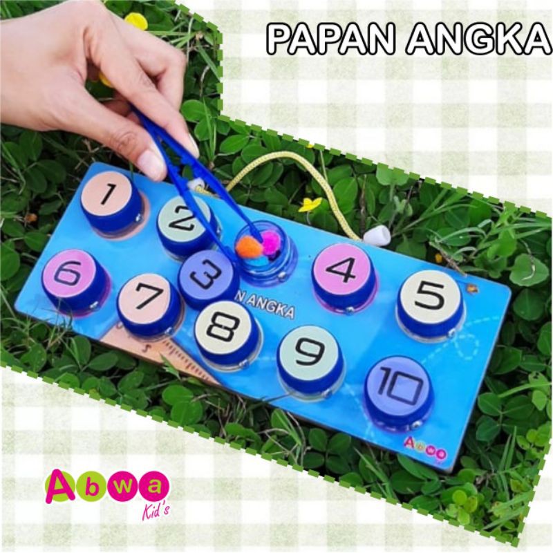 Mainan Edukasi Anak, Montesori Activity, Papan Angka Pom-pom Warna