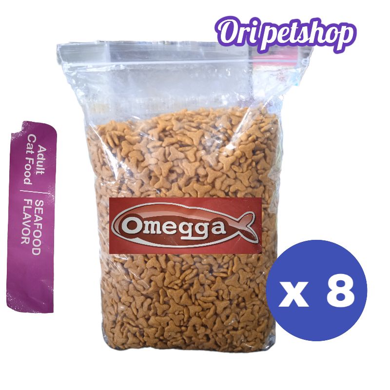 grab/gojek omega seafood cat food repack 8kg - or cat food makanan kucing 8kg