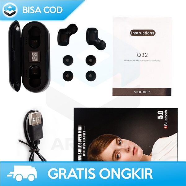 HEADPHONE SPORT BLUETOOTH 5.0 POWERBANK 2000MAH HESTIA TWS NYAMAN 10M