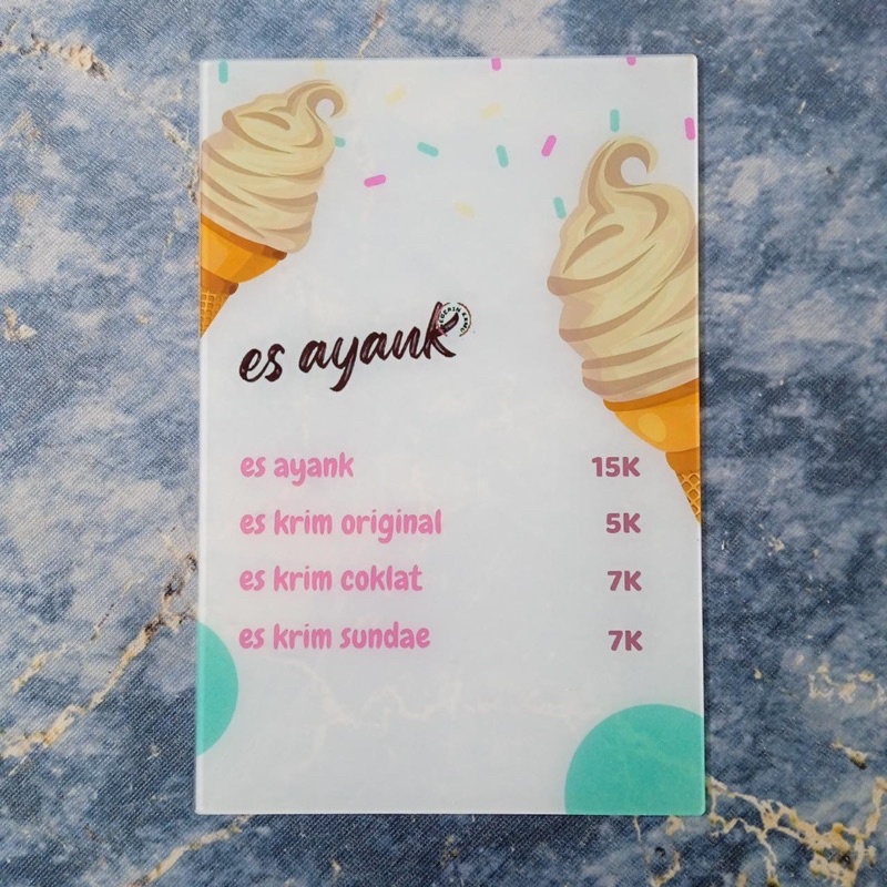 Akrilik Menu Resto Cafe Acrylic Board UV Printing