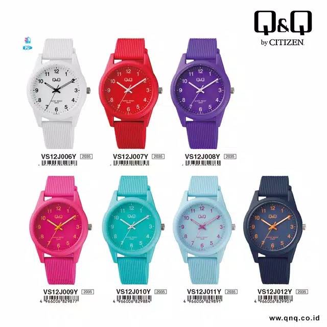 QQ QNQ Q&Q ORIGINAL Jam Tangan Analog Wanita QQ ORI Straps Rubber Putih Anti Air VS12 SERIES