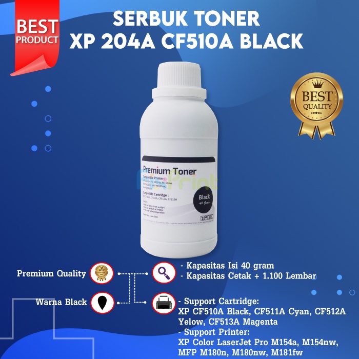 Serbuk Toner Cartridge 204A Printer M154nw MFP M180n 40Gram 1x Refill