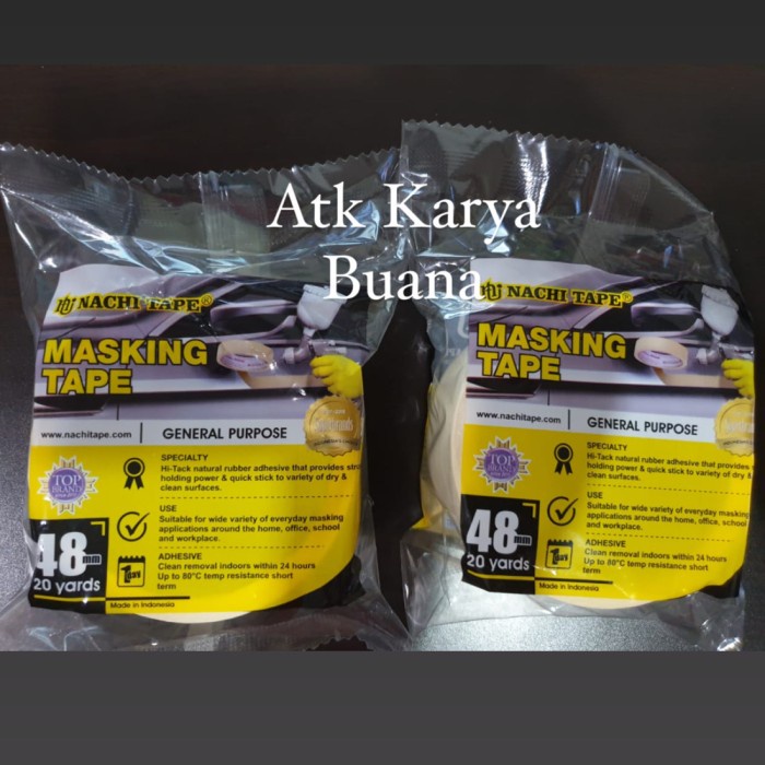 

perekat-pengikat- lakban isolasi kertas nachi masking tape 48 mm / 2 inch x 20 yard -pengikat-