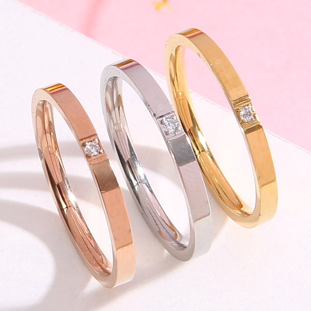 Cincin Titanium -  Cincin Ekor Titanium Berlian Sederhana Fashion Pria Wanita Rings