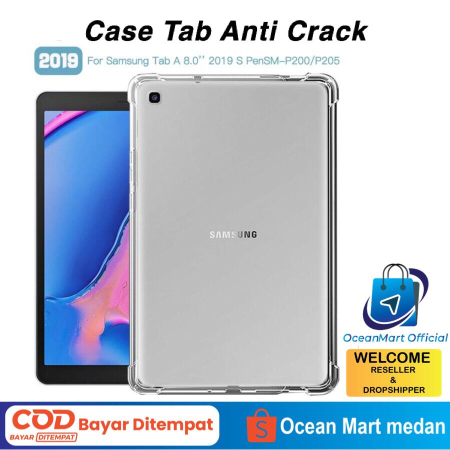 Softcase Anti Crack Samsung Tab A 8&quot; Spen SM-P205 TPU Case Silicone Transparant Aksesoris Handphone HP OCEANMART OCEAN MART Murah Grosir