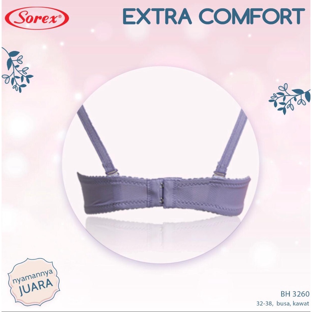 BH BRA SOREX 3260 - BH 3260 SOREX - BH PORI PORI SOREX -Bra Extra Comfort Busa Kawat Kait 2 Setara Cup B |size 32-38 |bahan super lembut - BH ASLI SOREX - ara98store