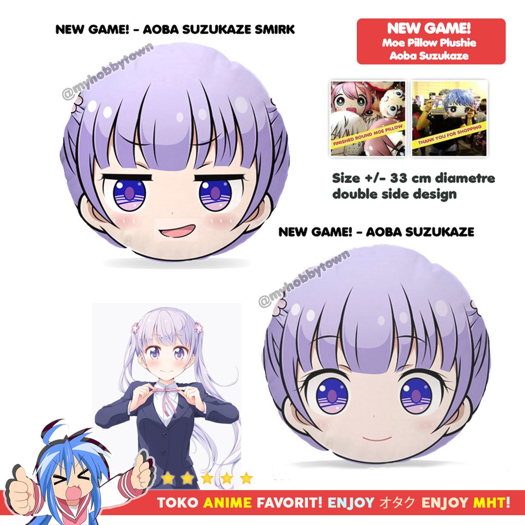 Bantal Bulat Anime New Game : Aoba Suzukaze Plush Doll Plushie