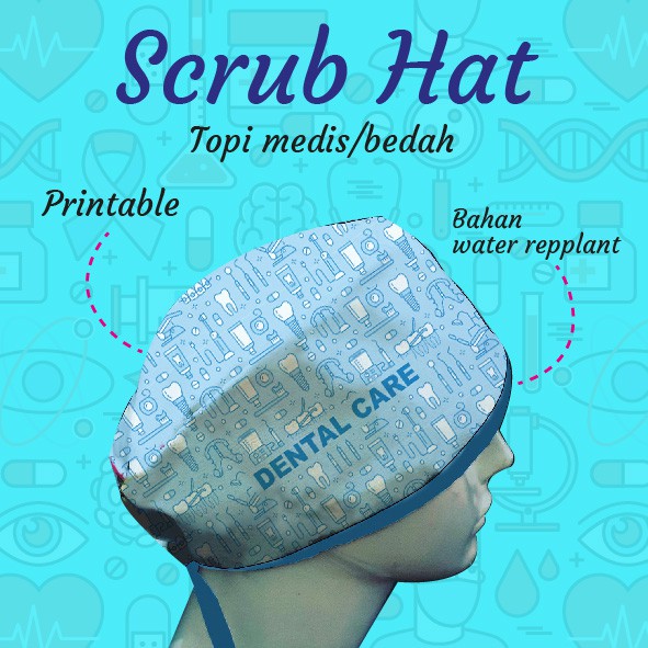 TOPI MEDIS DENTAL / Scrub Hat Motif Printing