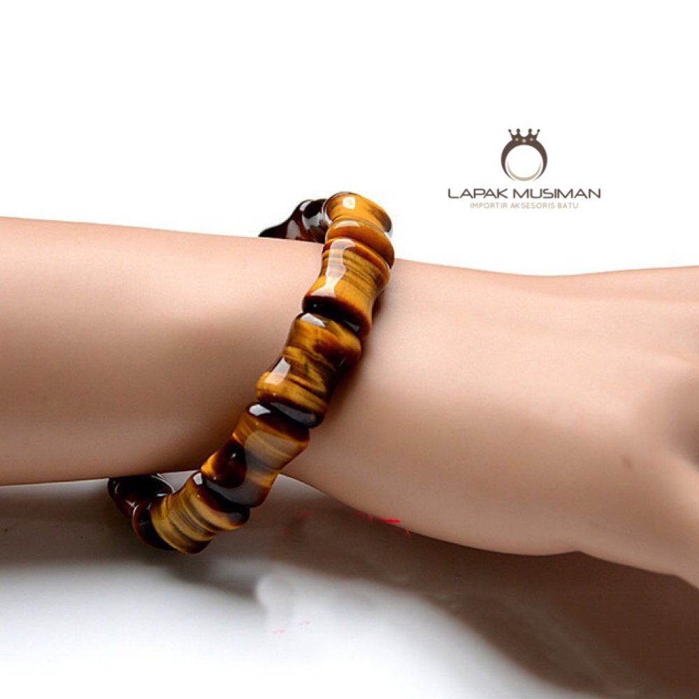 [Bayar di Tempat] GELANG BATU TIGER EYE MODEL BAMBU