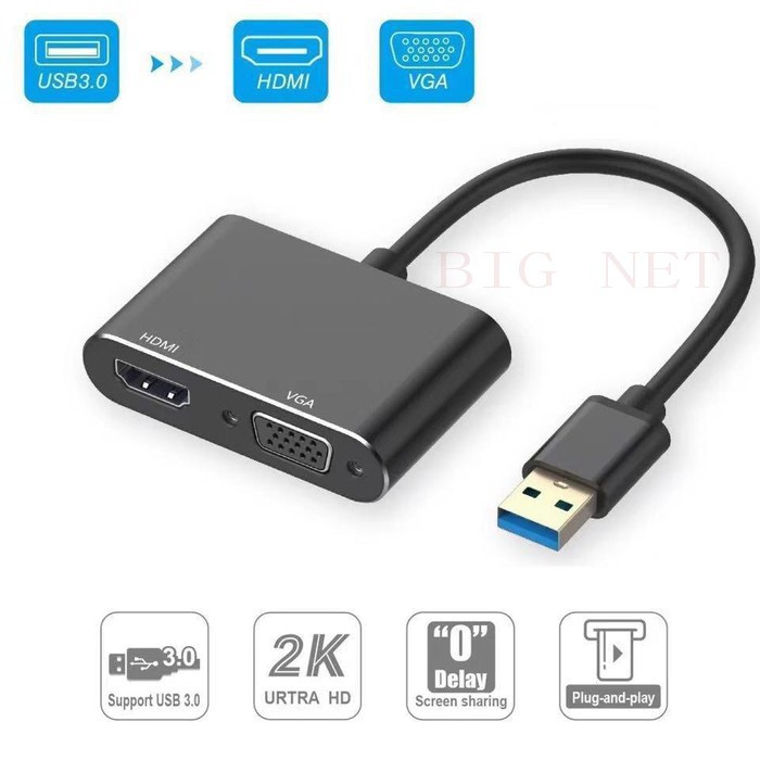 USB 3.0 TO HDTV+VGA converter adapter 2in1# USB3.0 TO HDMI+VGA