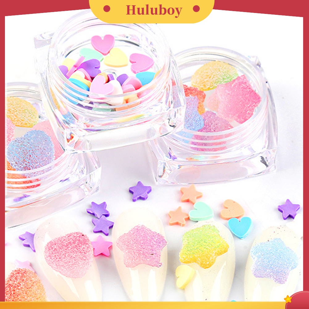 Huluboy Huluboy♡ 2 Kotak Aksesoris Dekorasi Nail Art Bentuk Hati Warna Campur