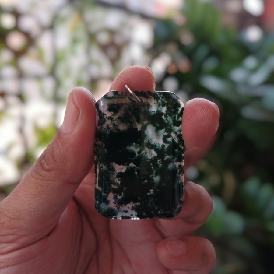 Liontin Batu Lumut Hijau Natural Alami Stone