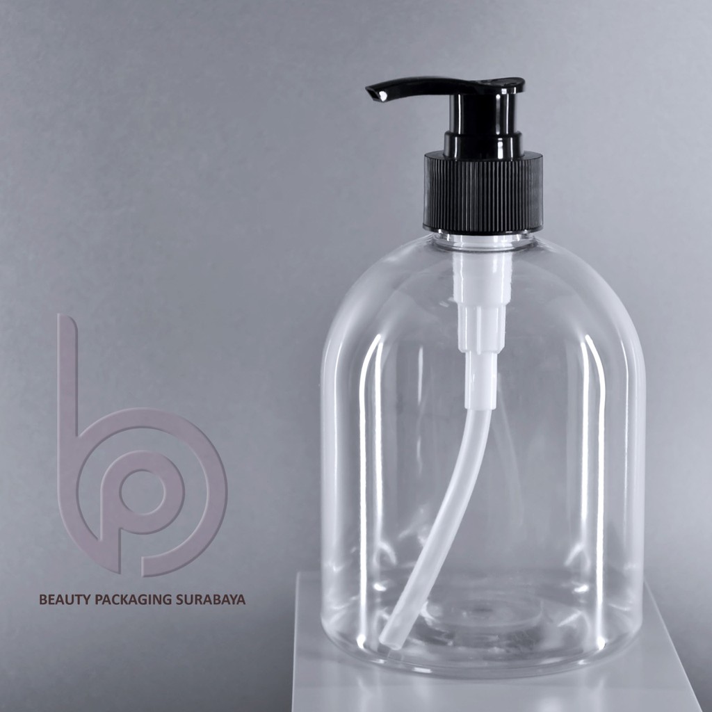 Botol Plastik PET 500ml Bulat Gentong Bening Tutup Pump Lotion