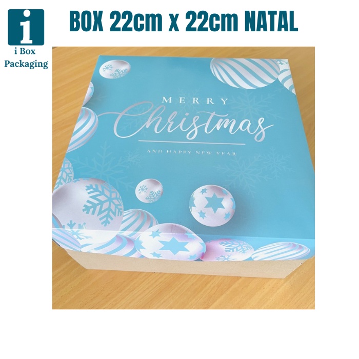 

[ 5pcs ] Dus Lapis Legit Natal Kotak Kue Box Cake Pudding Bon Appetit Packaging Hampers Parcel Merry Christmas Dus 22x22cm