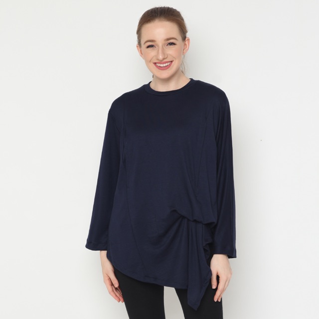 

MONOMOM Drape Top Navy - Baju Menyusui Nursing Wear Stylish Premium