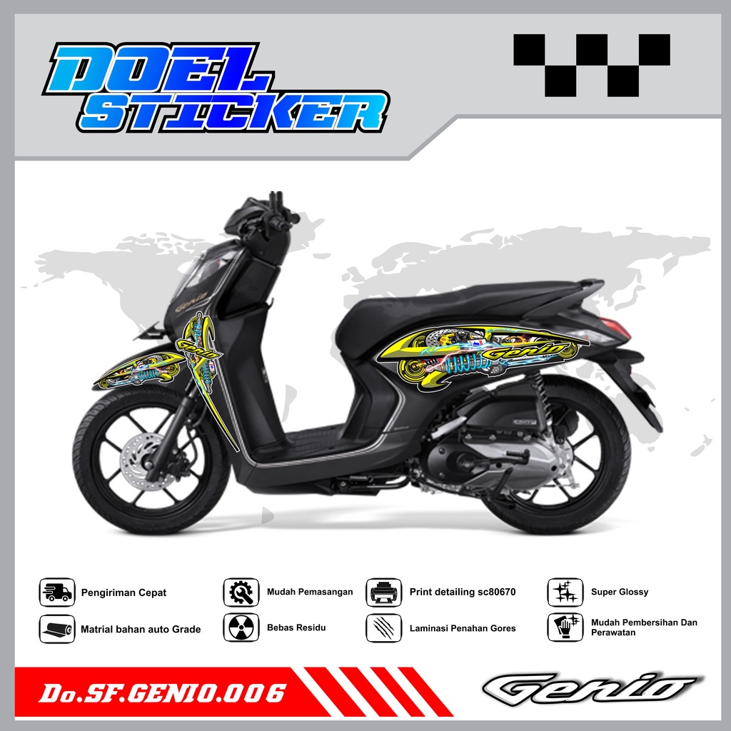 Sticker Striping Variasi Genio List Variasi Hologram , Crome Doel 006