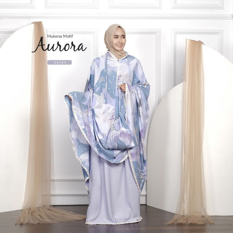 Mukena Super Jumbo 2in1 Dewasa Traveling Mukenah Motif Aurora Series Bahan Rayon PE dan Silk