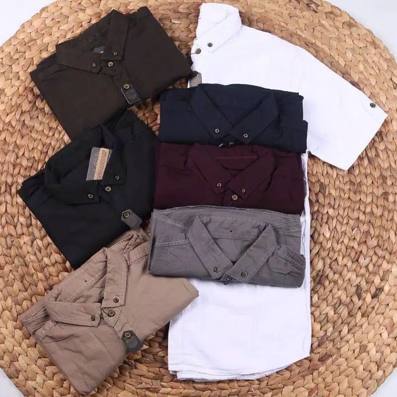 Kemeja Pendek Pria Polos Distro Merk Tote Sport Original Katun Serat Ukuran M L XL Kemeja Keren Premium Terbaru Kemeja Cowo Cowok Laki Laki-laki Standar Jumbo