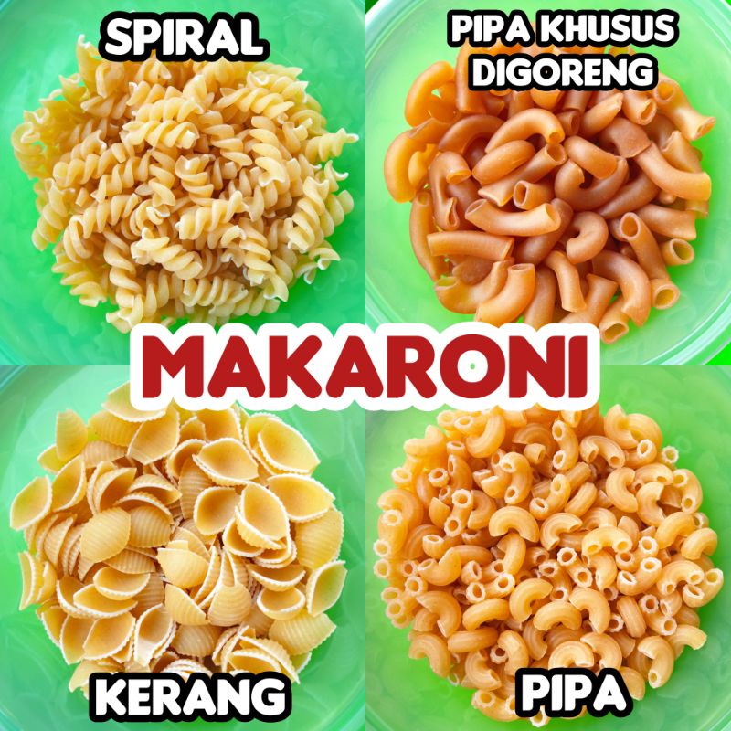 

MAKARONI PASTA PIPA KERANG SPIRAL - Makroni Mentah untuk Aneka Kuliner - TemuPawon