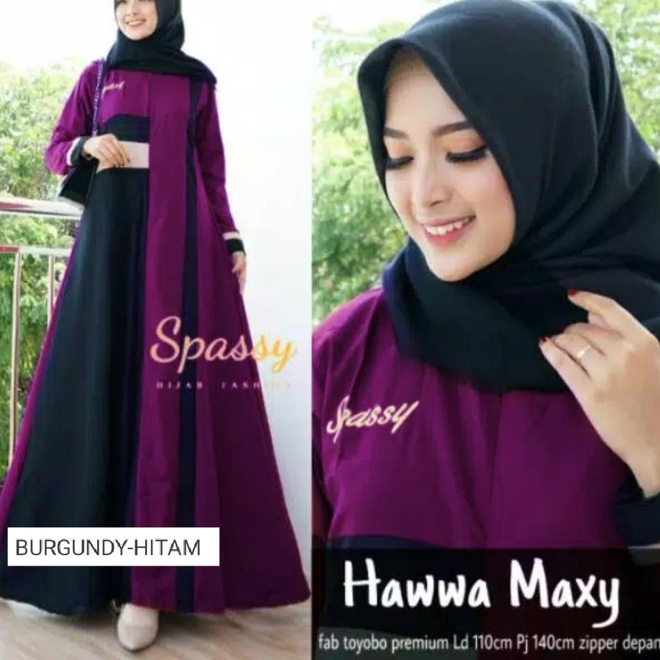 Koleksi Terbaru.. Gamis Hawwa Maxy - Ori Spassy - Busui - Bahan Moscrepe/Wollycrepe - Gamis