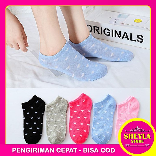 Kaos Kaki Ankle Motif Love Korea Import Ankle Cute Panjang Semata Kaki / TV-39