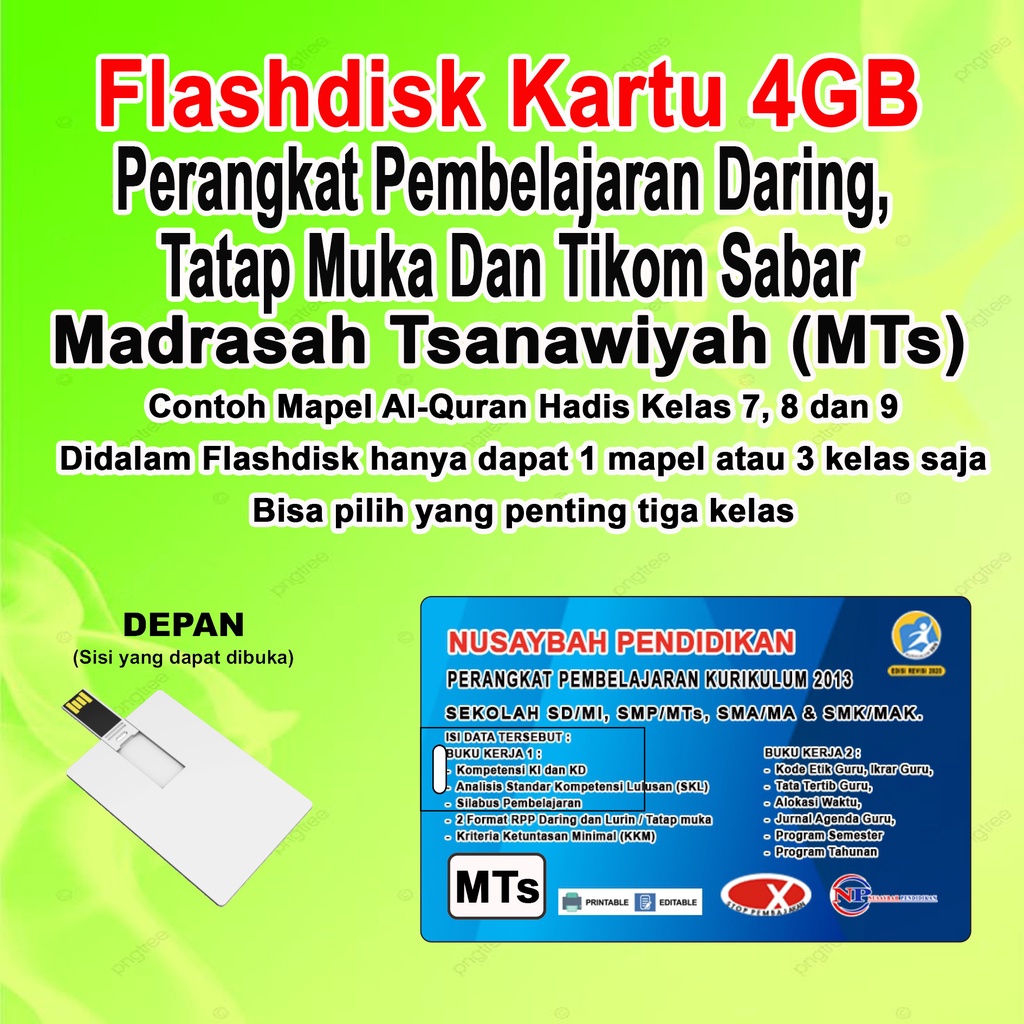 PERANGKAT PEMBELAJARAN RPP DARING, LURING &amp; TIKOM SABAR MI, MTs, MA (Kartu Flashdisk 4gb)