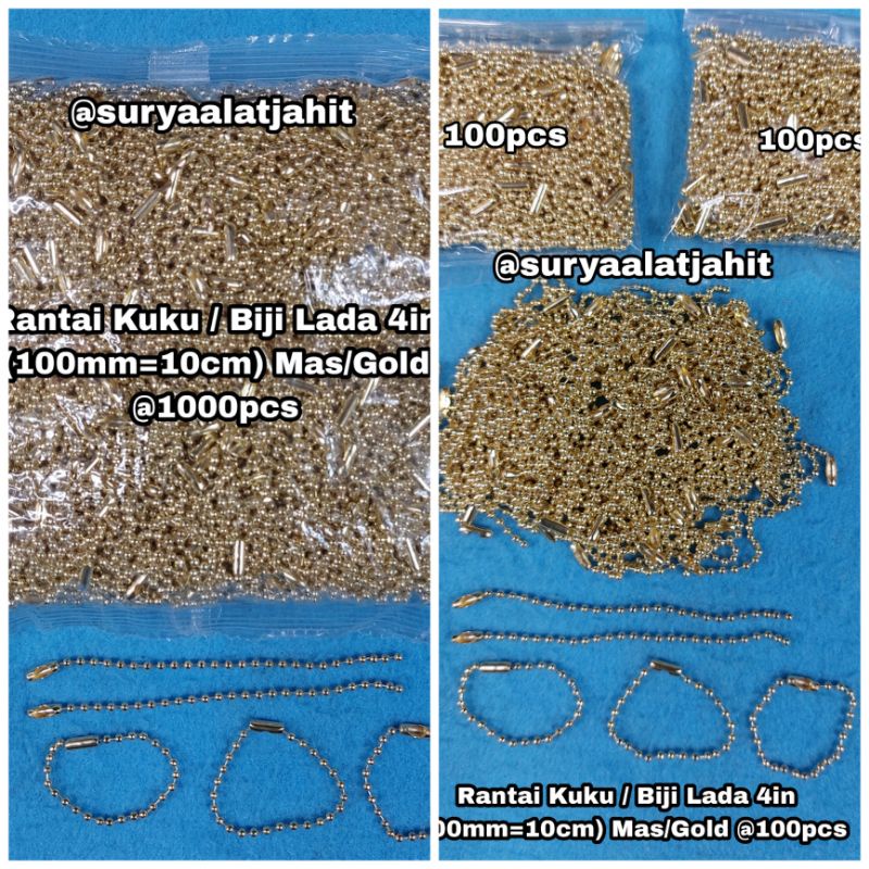 Rantai Kuku 4in/10cm Mas/Gold @1pak =rp.135.000/1000pcs