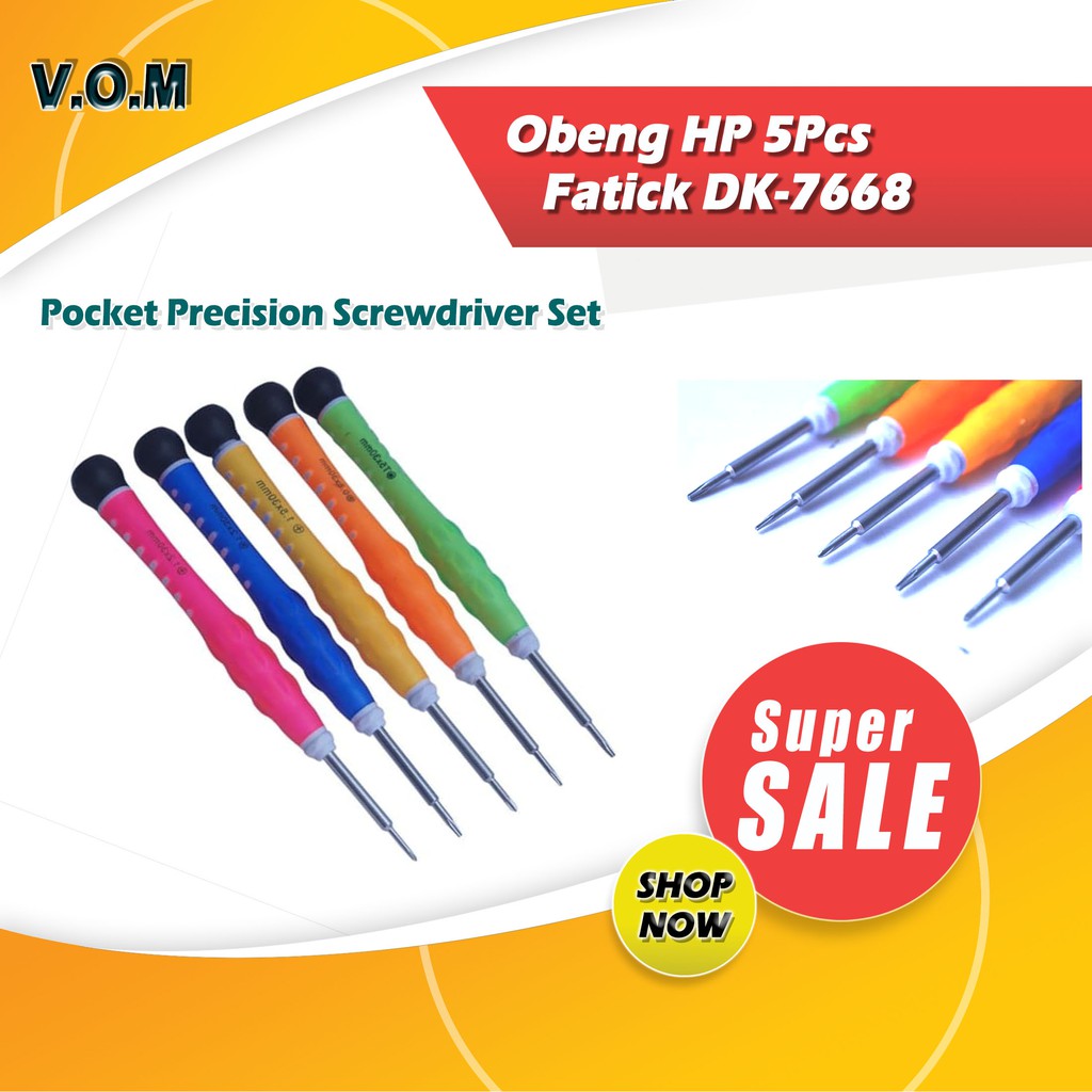 VOM-Obeng HP 5Pcs Fatick DK-7668 Pocket Precision Screwdriver Set 0560