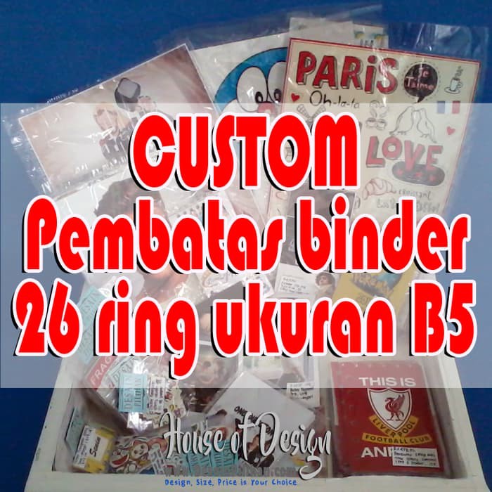 Custom pembatas binder lubang 26 ukuran B5 laminasi glossy