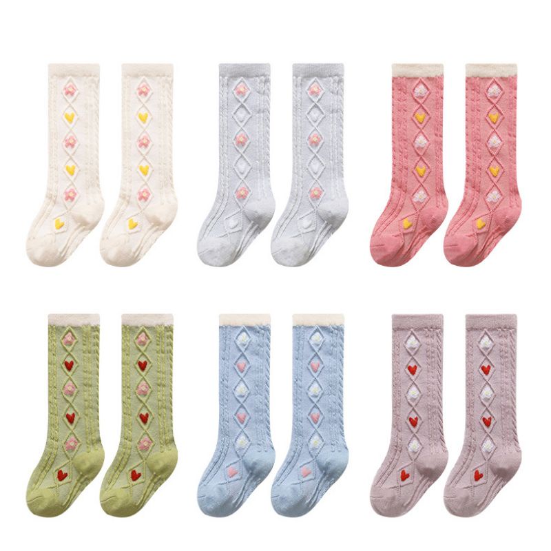 (Pimenova) Kaos Kaki Motif Bunga Bahan rajut  kaos kaki panjang anak perempuan baby girl