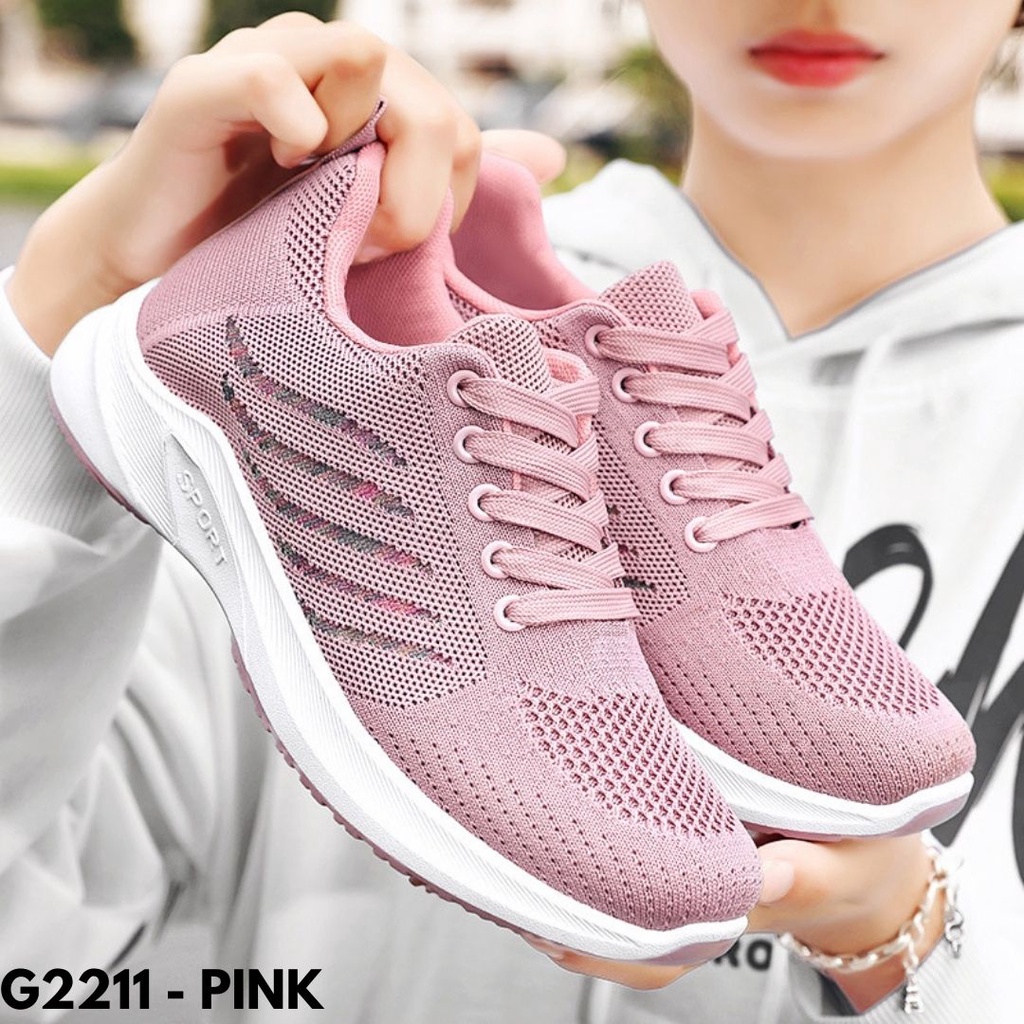 SEPATU SNEAKERS WANITA BEST SELLER NYAMAN DIPAKAI MARATHON BAHAN CANVAS MESH IMPORT G2211