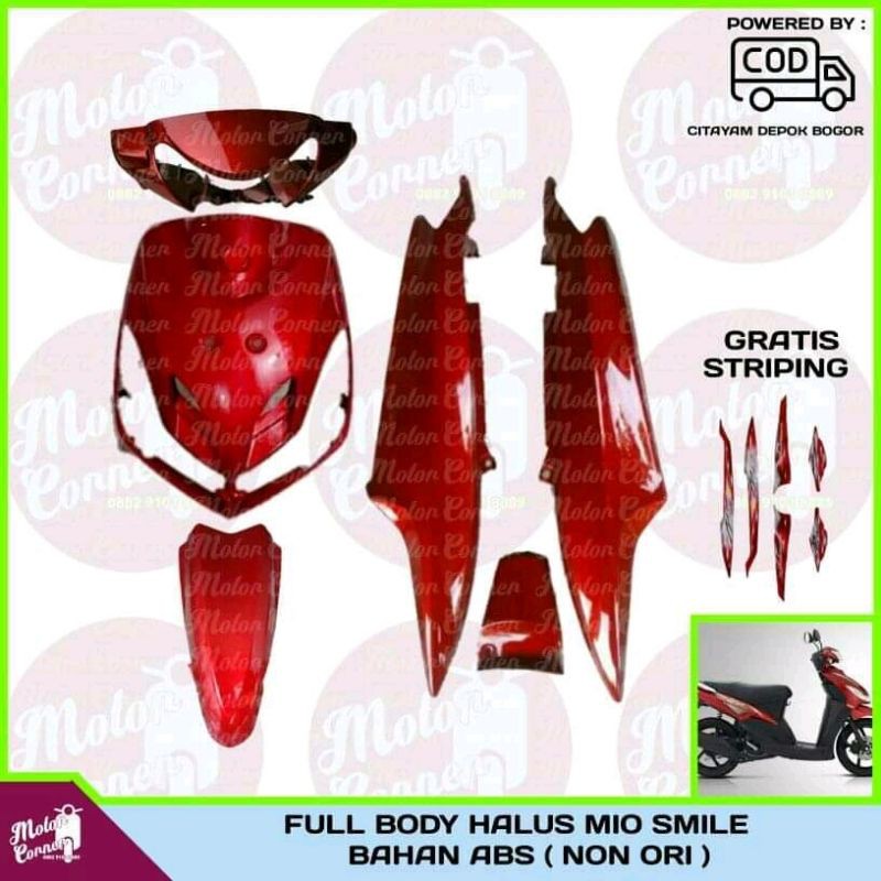 Body Halus Mio Smile Merah / Full Body Halus Mio Smile, Bonus Stripping