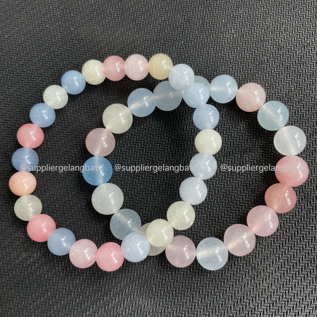 Gelang Morgan Beads Clear Pink Yellow Blue Lucu Unik