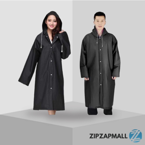 Jas Hujan Portable Raincoat Poncho with Hood / Jas Hujan Motor Pria Wanita Cowok Cewek Cewe Laki Laki Perempuan Dewasa Tebal Keren Ponco Lengan Setelan Celana Jumbo Full Body Hitam Import Panjang Original / Mantel Hujan Pria Wanita Motor Murah Berkualitas