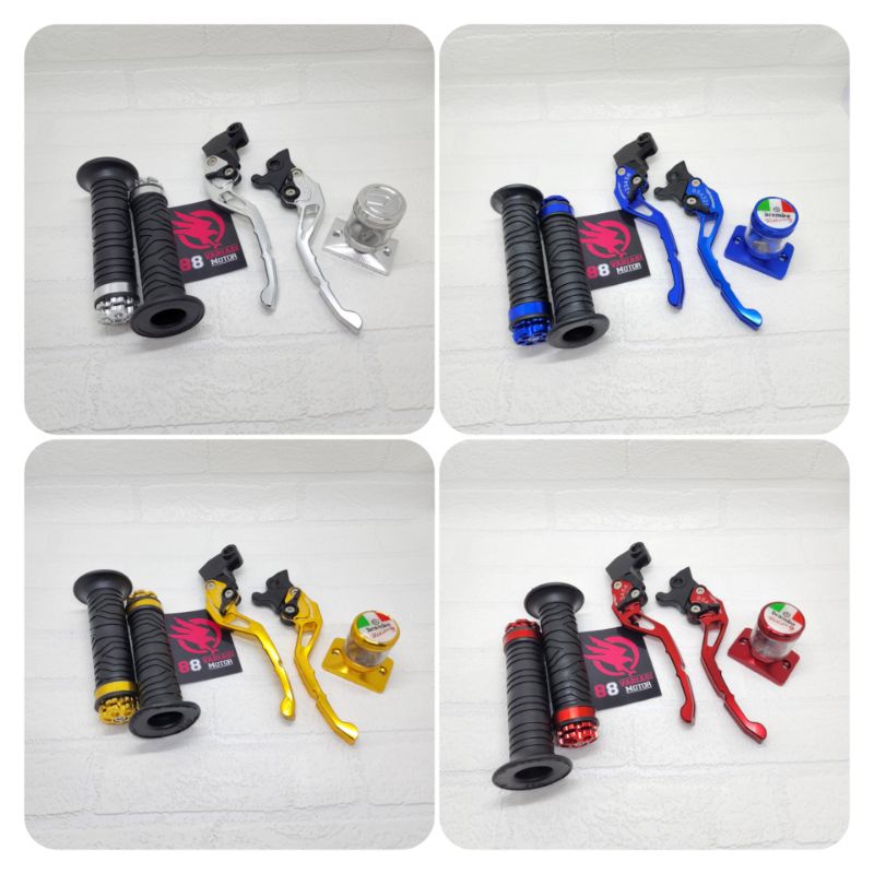 Paket 3 Vixion - Handle Rem Vixion Stelan Full CNC + Handgrip Ring CNC + Tutup Minyak Rem Vixion Variasi